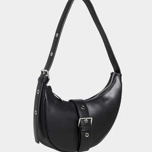 8 Other Reasons Black Shoulder Bag with Silver Accents